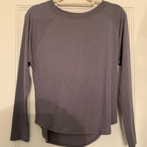 Grey long-sleeve workout shirt